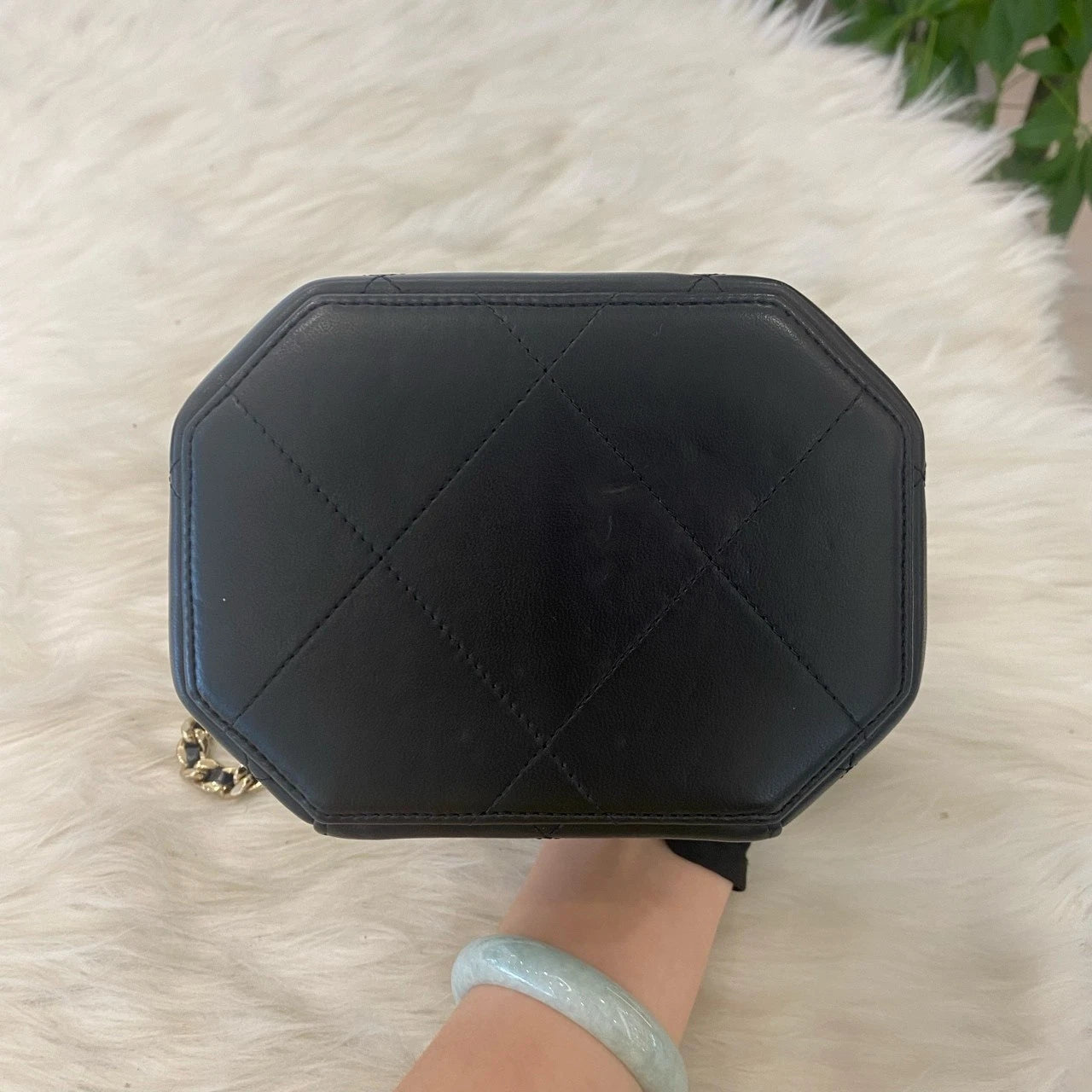 Chanel Moonlight Box Chain Shoulder Bag Black Gold Classic Women's