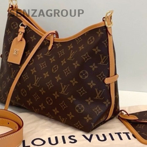 Louis Vuitton Carryall PM Monogram Shoulder Bag Crossbody Brown Gold Women