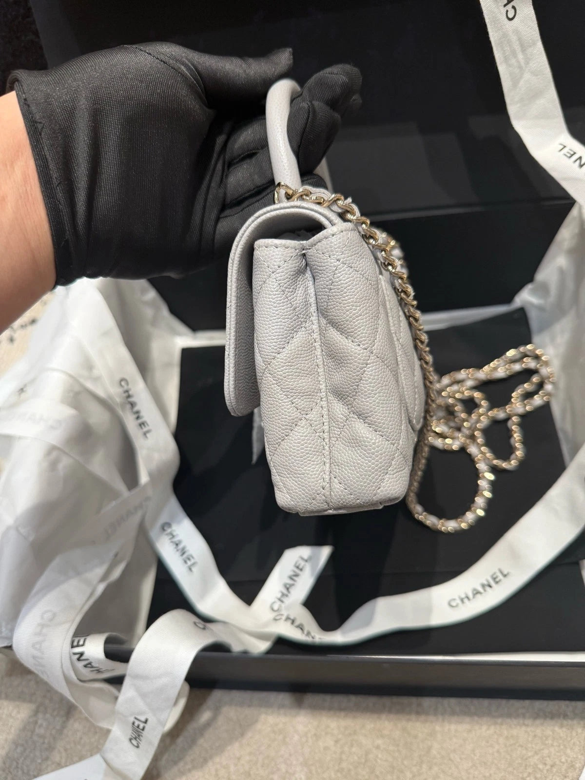 New Chanel Coco Handle Nano Gray Top Handle Bag For Women