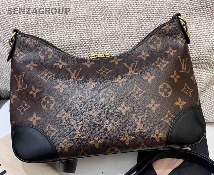 Louis Vuitton Monogram Chain Shoulder Bag Brown Black Gold Women Classic