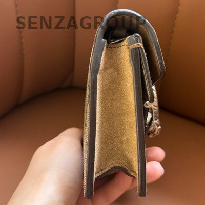 Gucci Dionysus Super Mini Chain Shoulder Bag Brown Silver Hardware