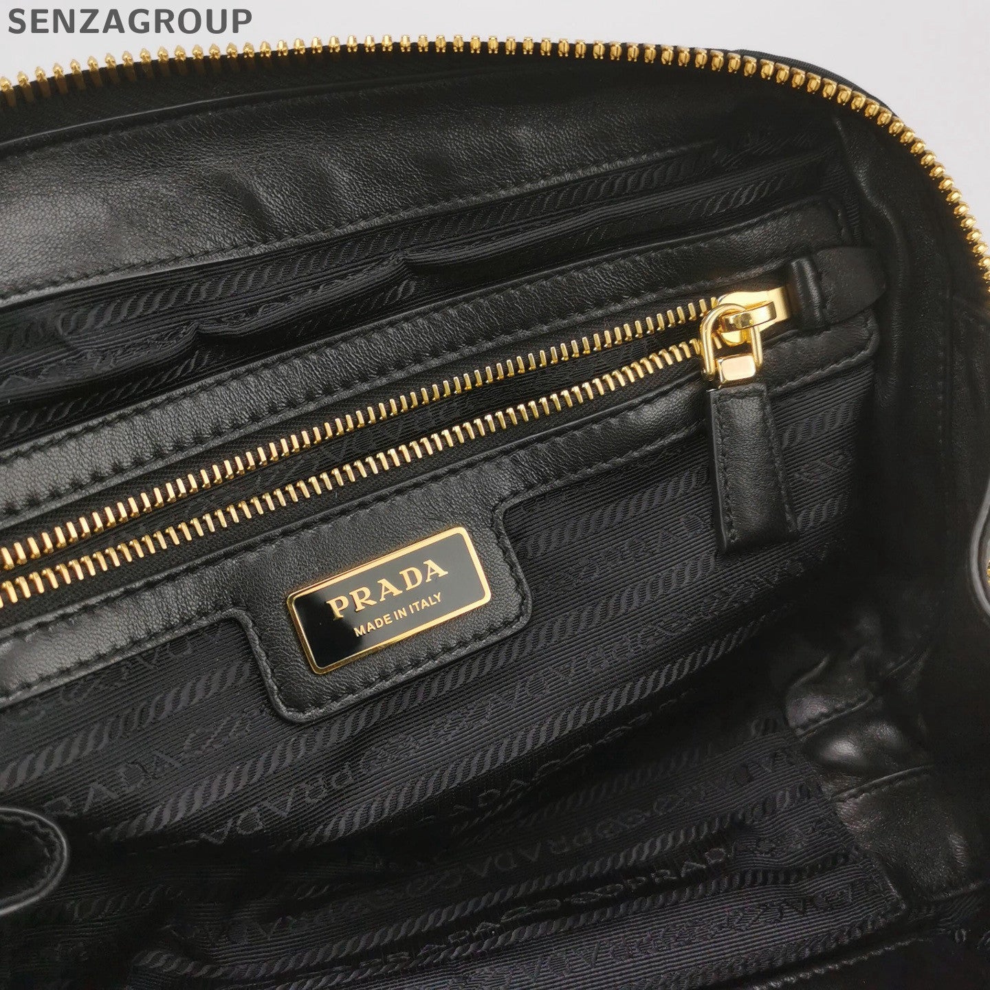 Prada Nylon Bowling Bag with Chain Strap Black Gold Classic Women's