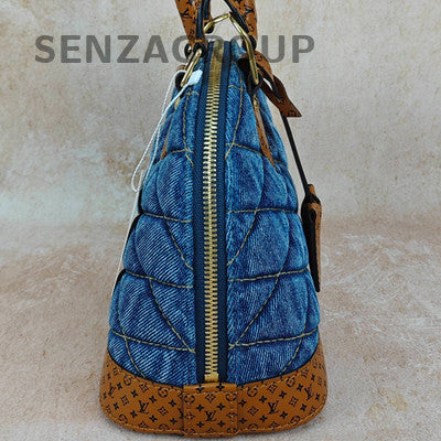 Louis Vuitton Denim Alma BB Blue Gold Handbag Crossbody Women Fashion
