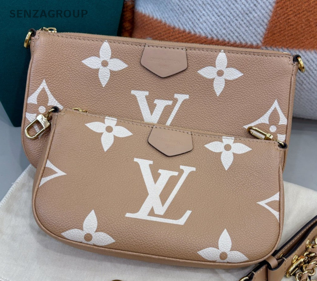 Louis Vuitton Monogram Chain Shoulder Bag Crossbody Beige Gold Women Classic