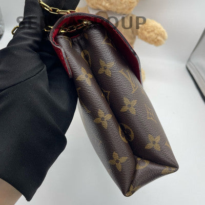 Louis Vuitton Pallas Chain Shoulder Bag Monogram Brown Red Women's Classic