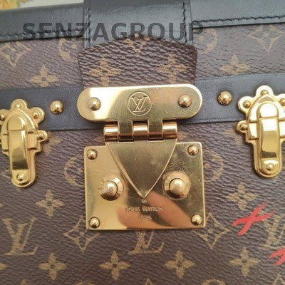 Louis Vuitton Monogram Hard Trunk Bag Brown Gold Buckle Shoulder Crossbody