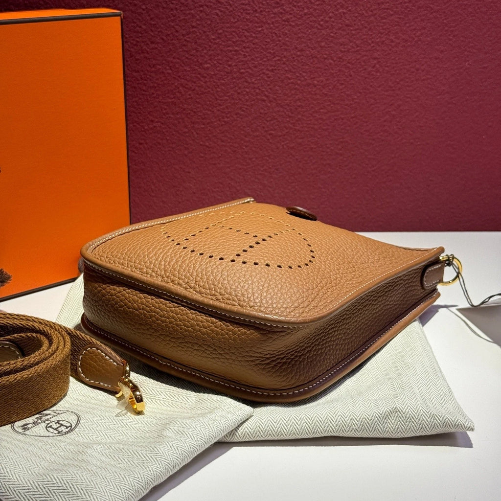 Hermes Evelyne Mini Brown TC Leather Shoulder Crossbody Bag For Women