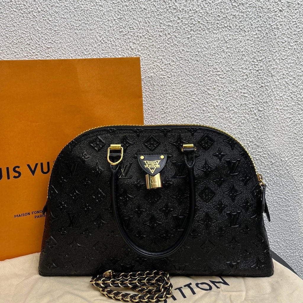 Louis Vuitton Moon Alma 2Way Top Handle Shoulder Bag Black Gold Women Classic