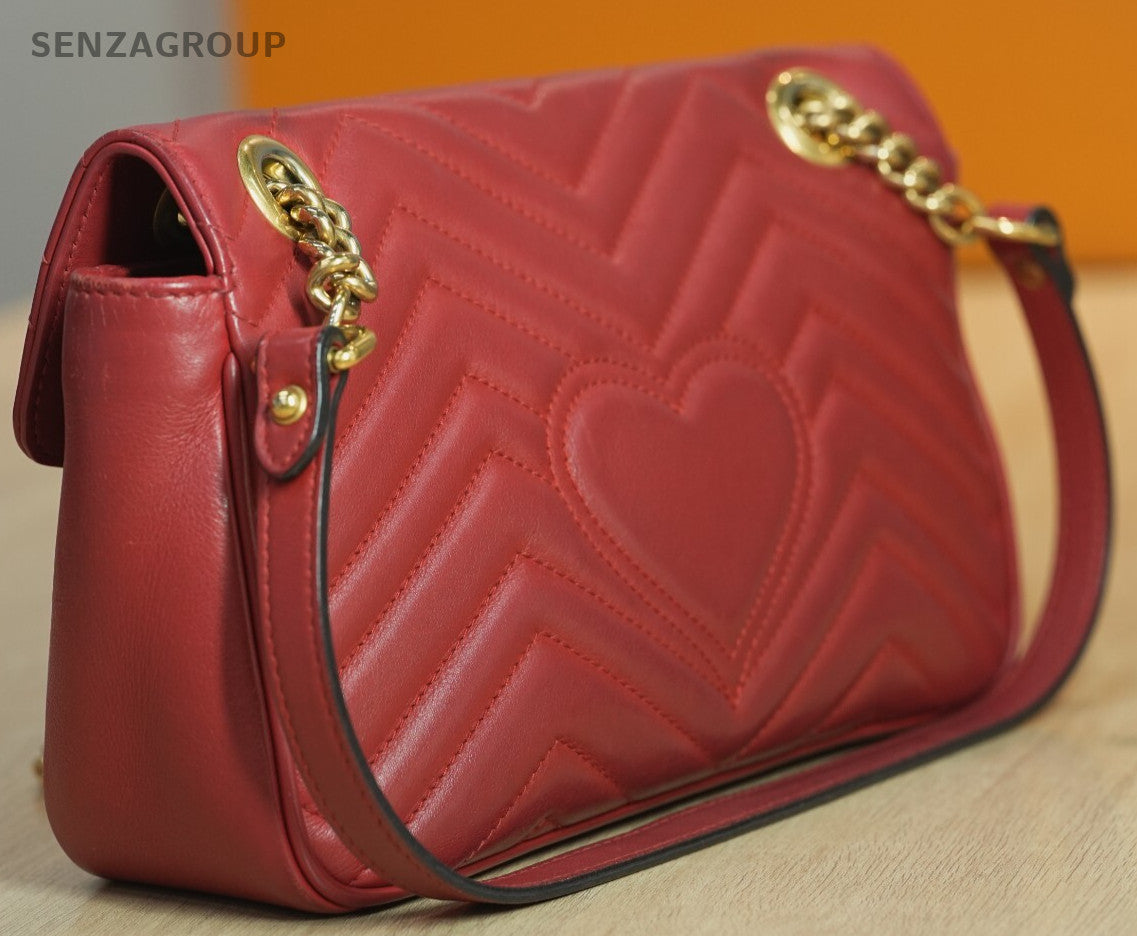 GUCCI Marmont Red with gold Crossbody Shoulder bag
