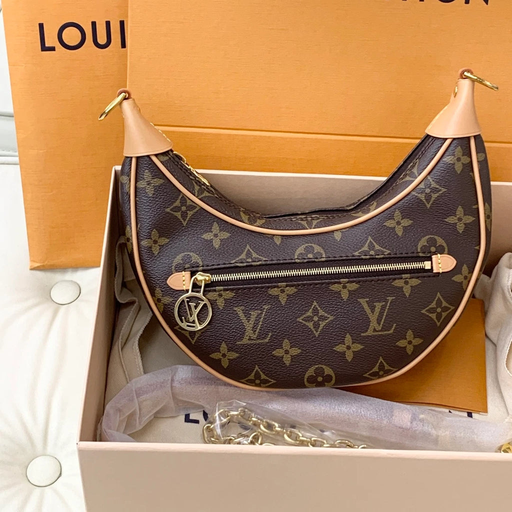 Louis Vuitton Loop Monogram Brown Gold Shoulder Bag Chain Bag Excellent