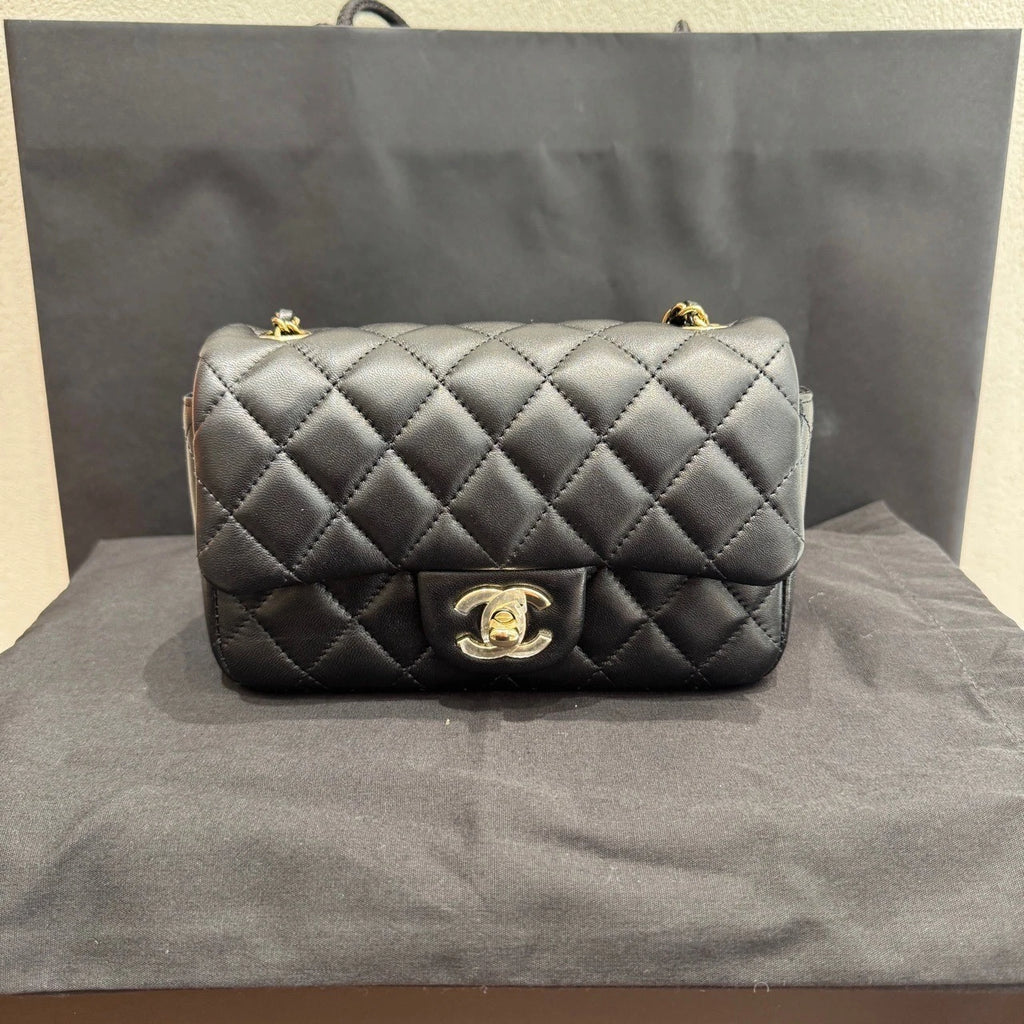 CHANEL Mini Flap Quilted Lambskin Chain Shoulder Crossbody For Women