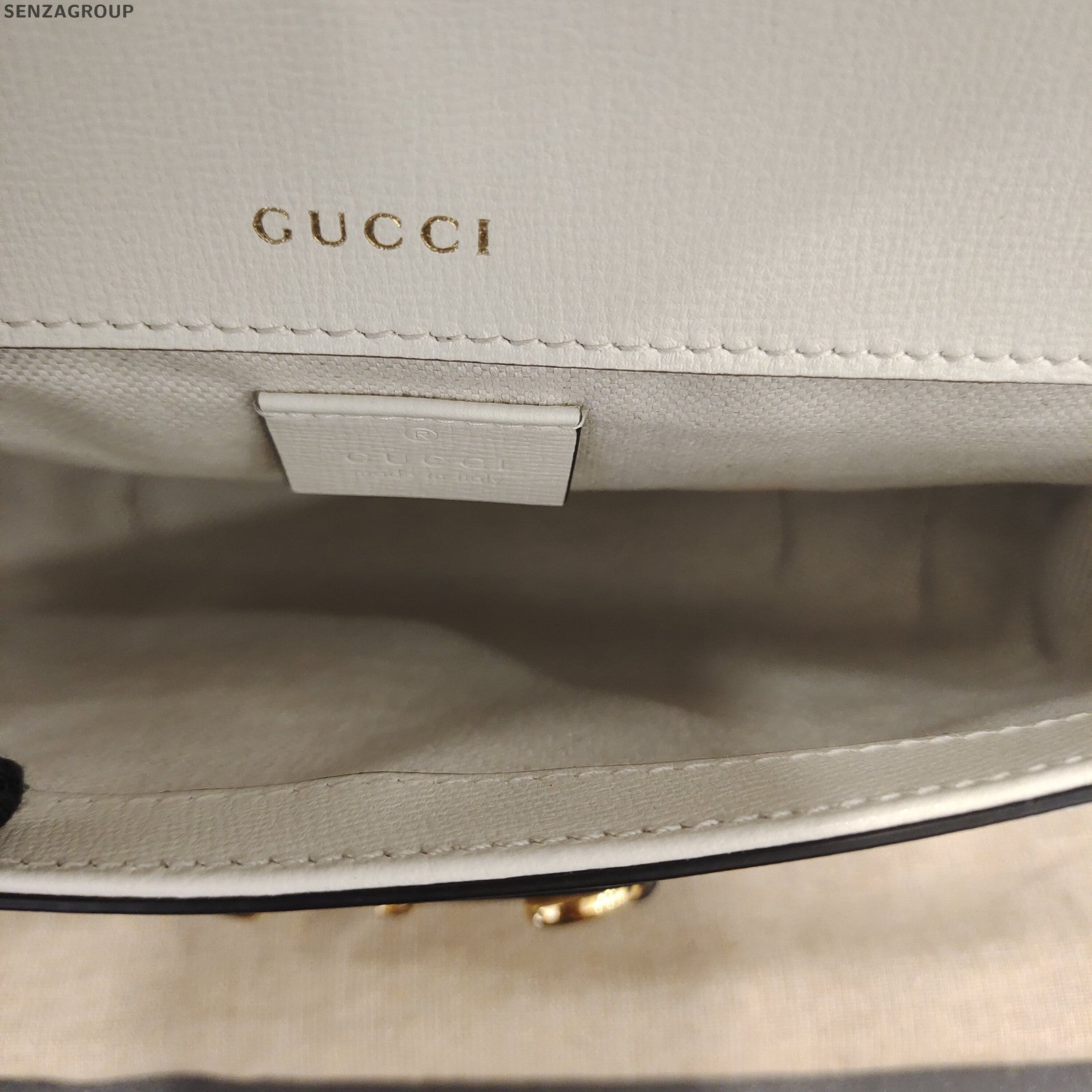 Gucci Horsebit 1955 Mini Saddle Bag White Gold Classic Women Shoulder Crossbody