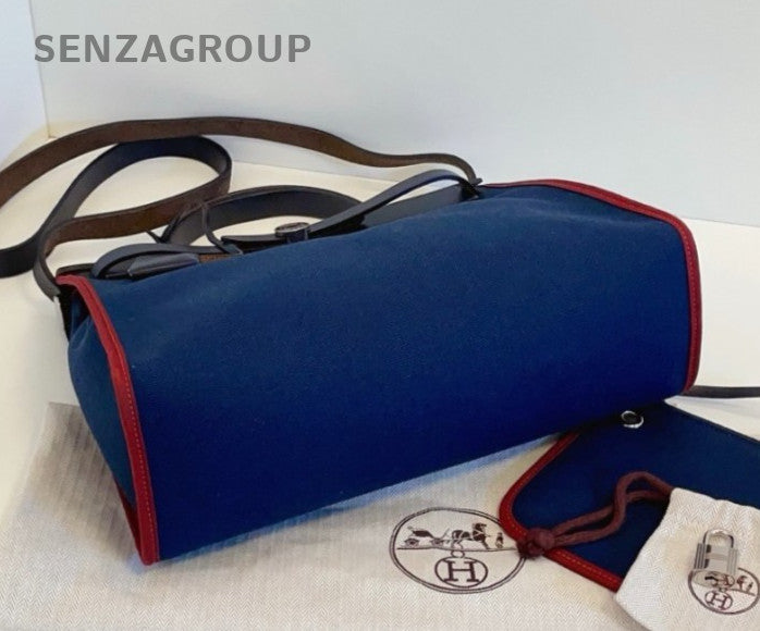 Hermes Herbag31 Top Handle Bag Crossbody Blue Silver Used Women Classic