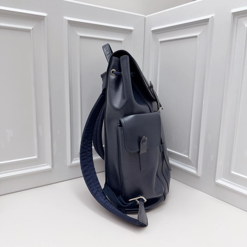 Louis Vuitton Christopher Epi Calfskin Blue Backpack Top Handle Bag