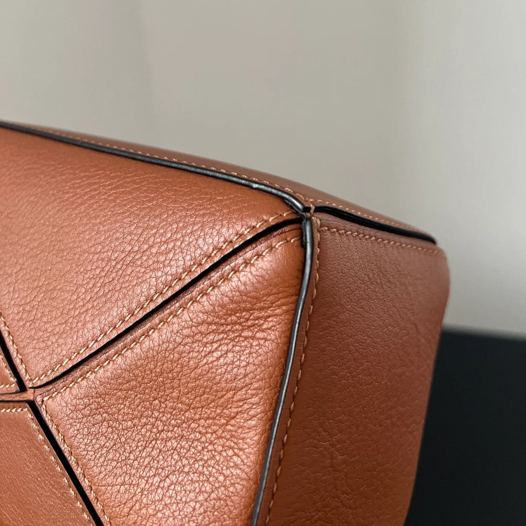 Authentic Loewe Puzzle Mini Caramel Brown Leather Geometric Handbag Crossbody
