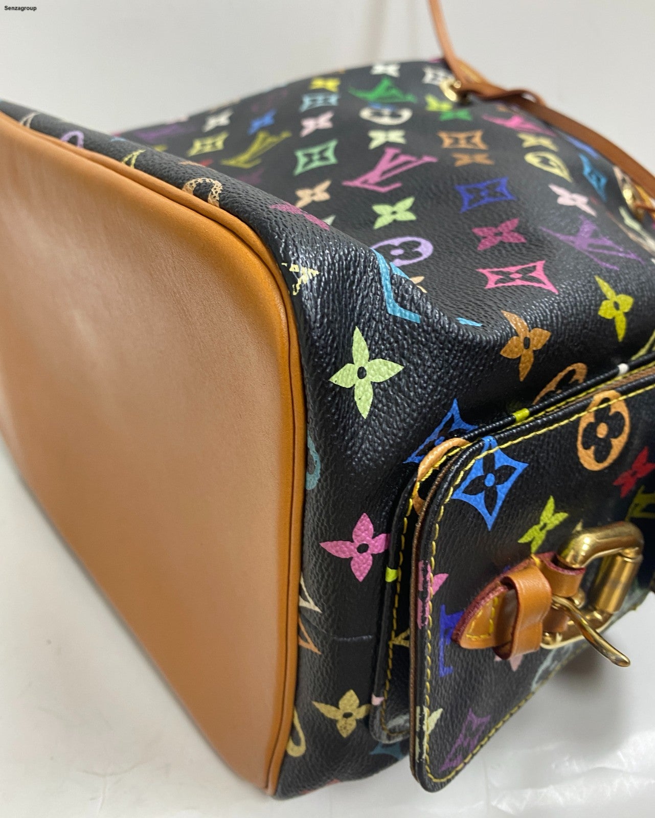 Louis Vuitton Monogram Black Multicolor Bucket Shoulder Bag Crossbody Women
