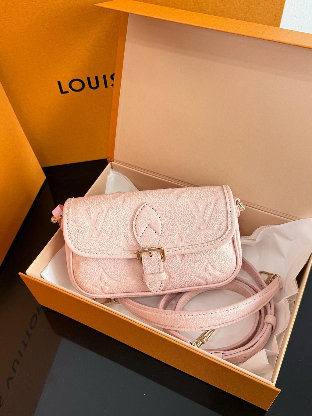 Louis Vuitton Nano Baguette Pink Leather Shoulder Bag For Women