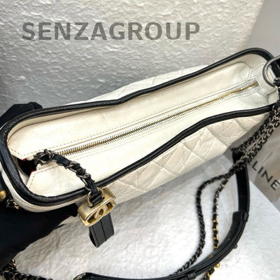 Chanel Medium Gabrielle Hobo Bag Black White Chain Shoulder Crossbody