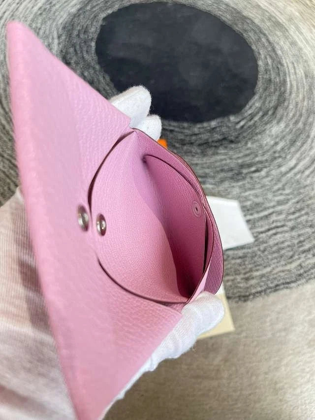 Hermes Purple Goat Leather Folded Card Wallet For Women