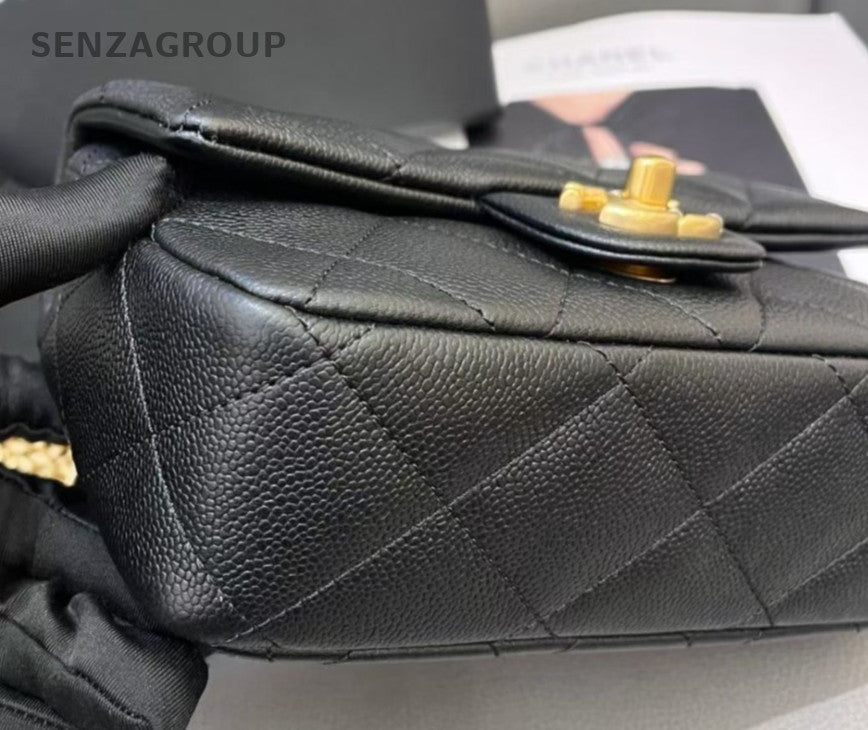 Chanel Classic Flap Chain Black Gold Diamond Shoulder Bag Women Classic Fashion