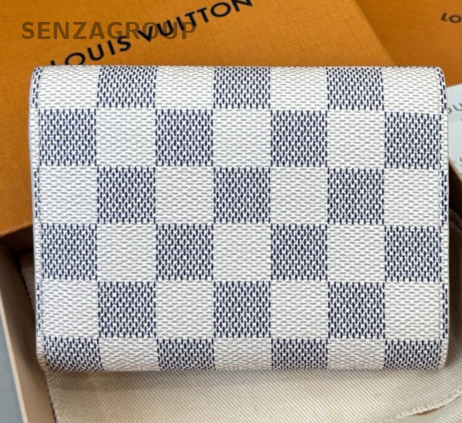 Louis Vuitton Damier Wallet White Pink Gold Used Women Classic Designer