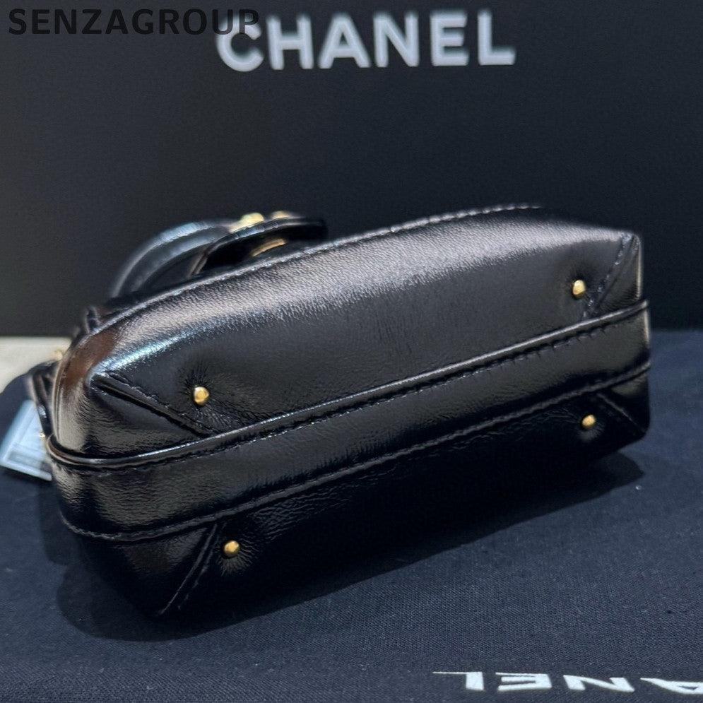 Chanel Mini Lambskin Black Gold Chain Shoulder Bag - Classic Women's