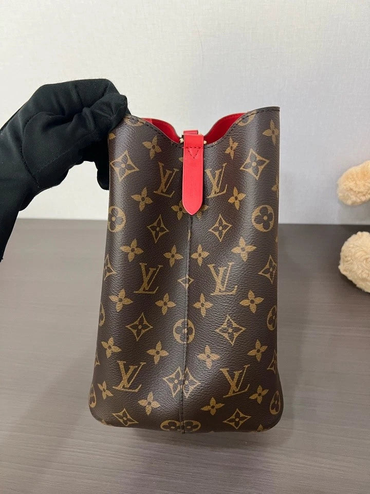 Louis Vuitton Canvas Red Bucket Bag For Women