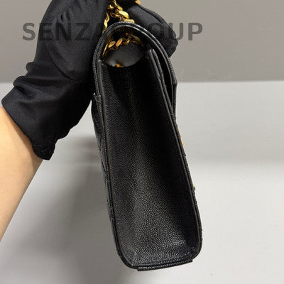 Saint Laurent Black Gold Caviar Envelope Chain Shoulder Bag Classic Women