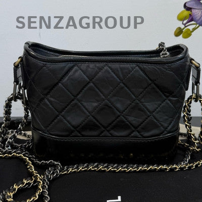 Chanel Small Black Gold Gabrielle Hobo Chain Shoulder Bag Classic Women