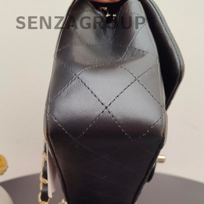 Chanel Classic Quilted Lambskin Black Gold Chain Shoulder Crossbody Bag