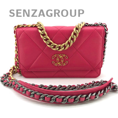 Chanel 19 WOC Wallet on Chain Red Gold Lambskin Shoulder Bag