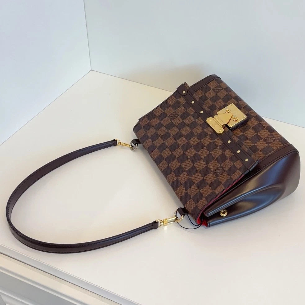 Louis Vuitton Venice Damier Ebene Shoulder Bag Brown Gold Women Classic