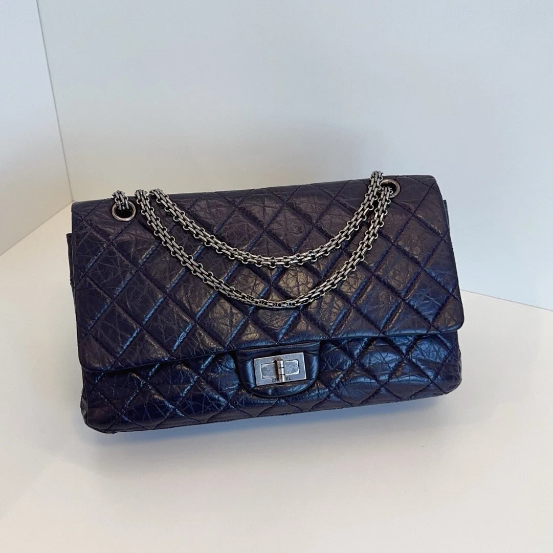 Chanel Classic 2.55 Double Flap Shoulder Bag Crossbody Bag Dark Purple