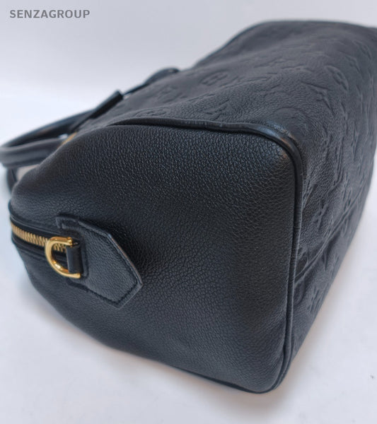 Louis Vuitton Speedy Monogram Top Handle Bag Crossbody Black Gold Women Classic