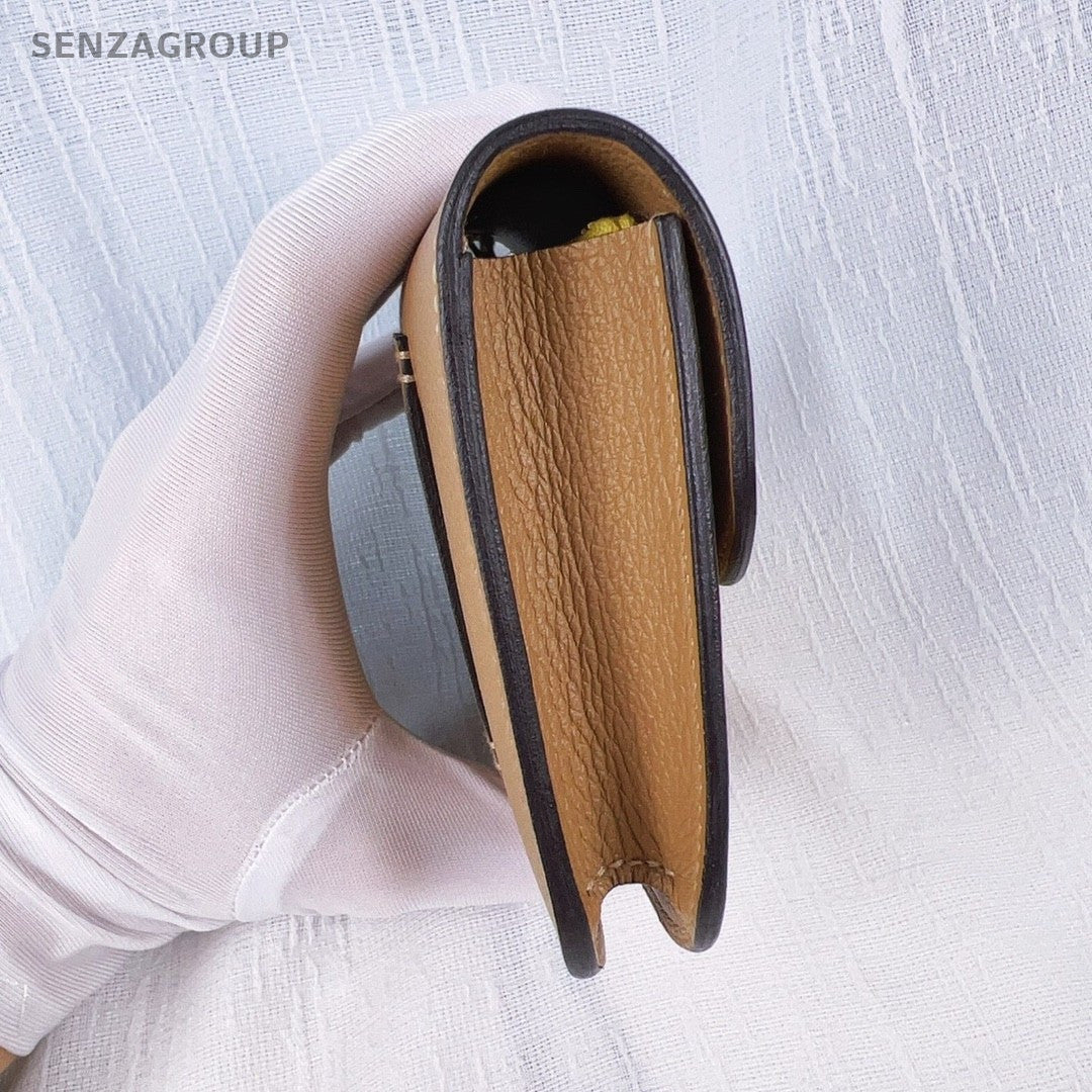 Hermes Slim Epsom Leather Purse Brown Calfskin