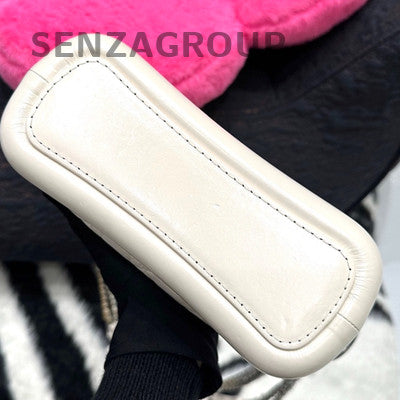 Chanel Small Gabrielle Hobo Bag White Gold Quilted Chain Shoulder Crossbody