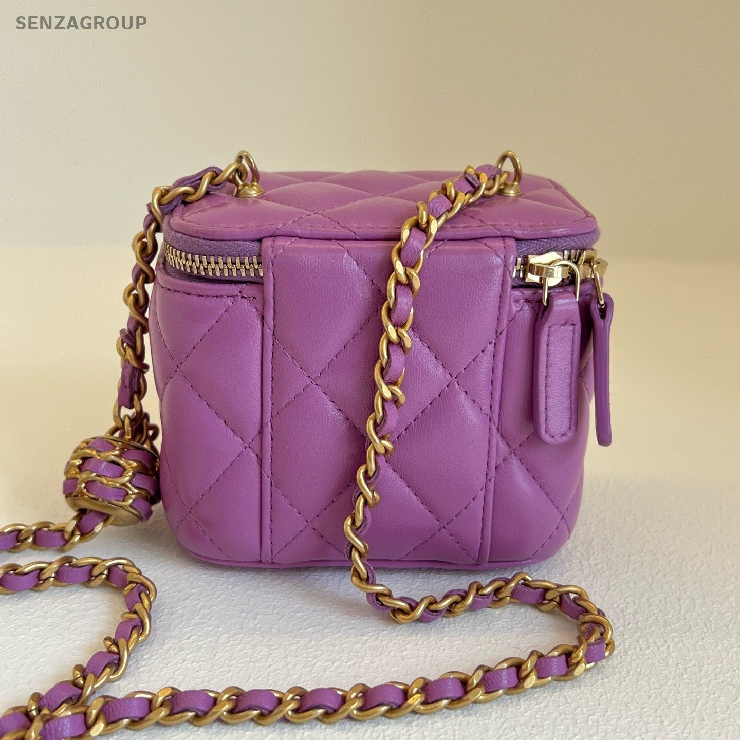 CHANEL 22S Box Lambskin Chain SHoulder bag Crossbody Women Purple Gold