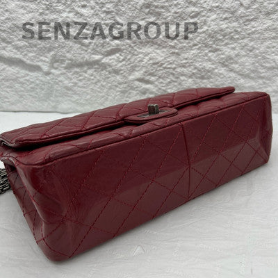 Chanel Vintage Calfskin Red Silver Medium Single Shoulder Chain Bag Quilted