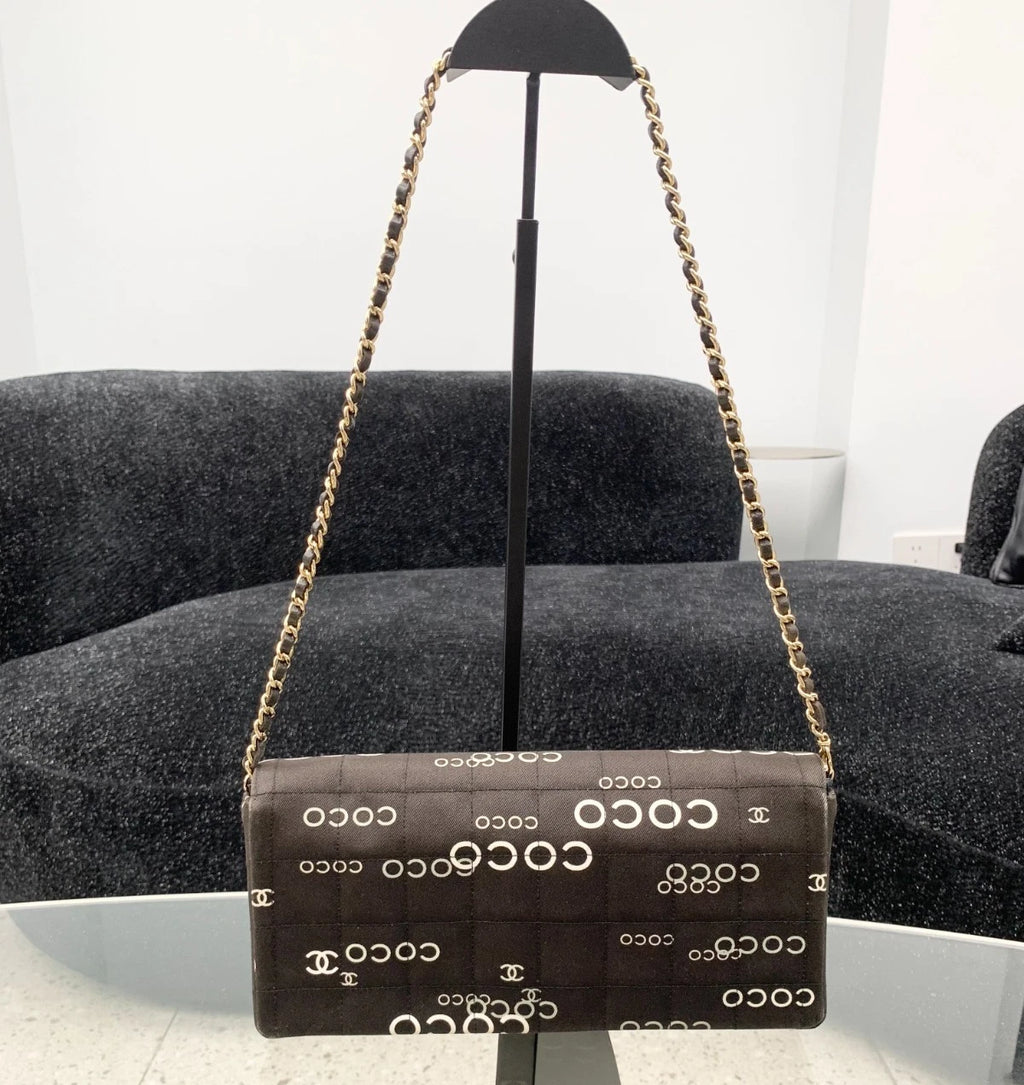 Chanel Coco Gold Chain Bag Canvas Turn Lock Shoulder Bag Women Fashion S