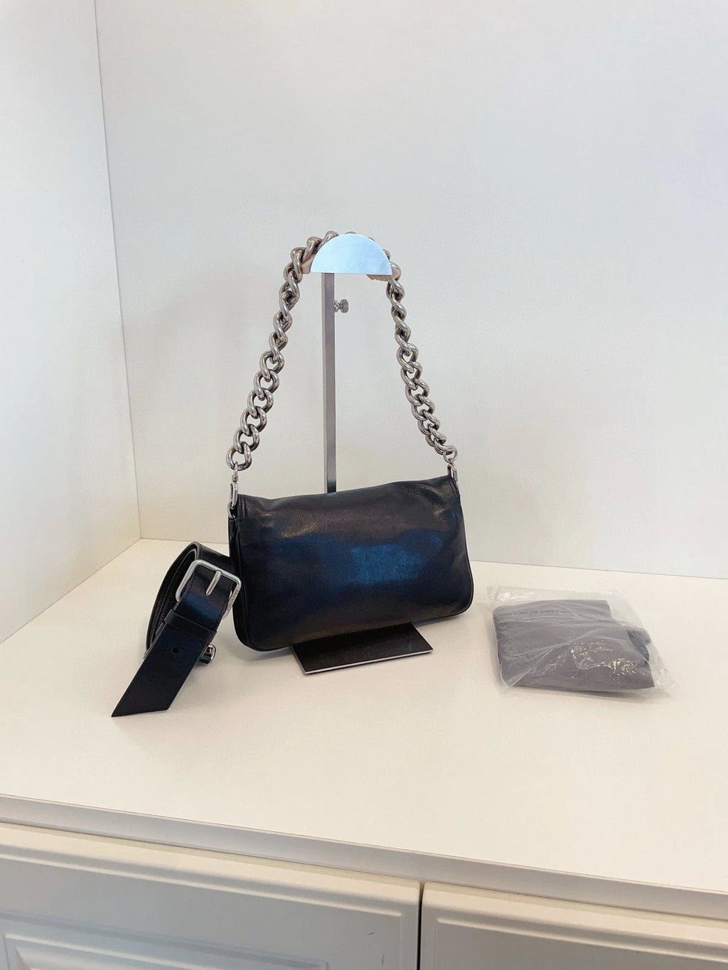 Balenciaga Soft BB Black Chain Shoulder Bag For Women