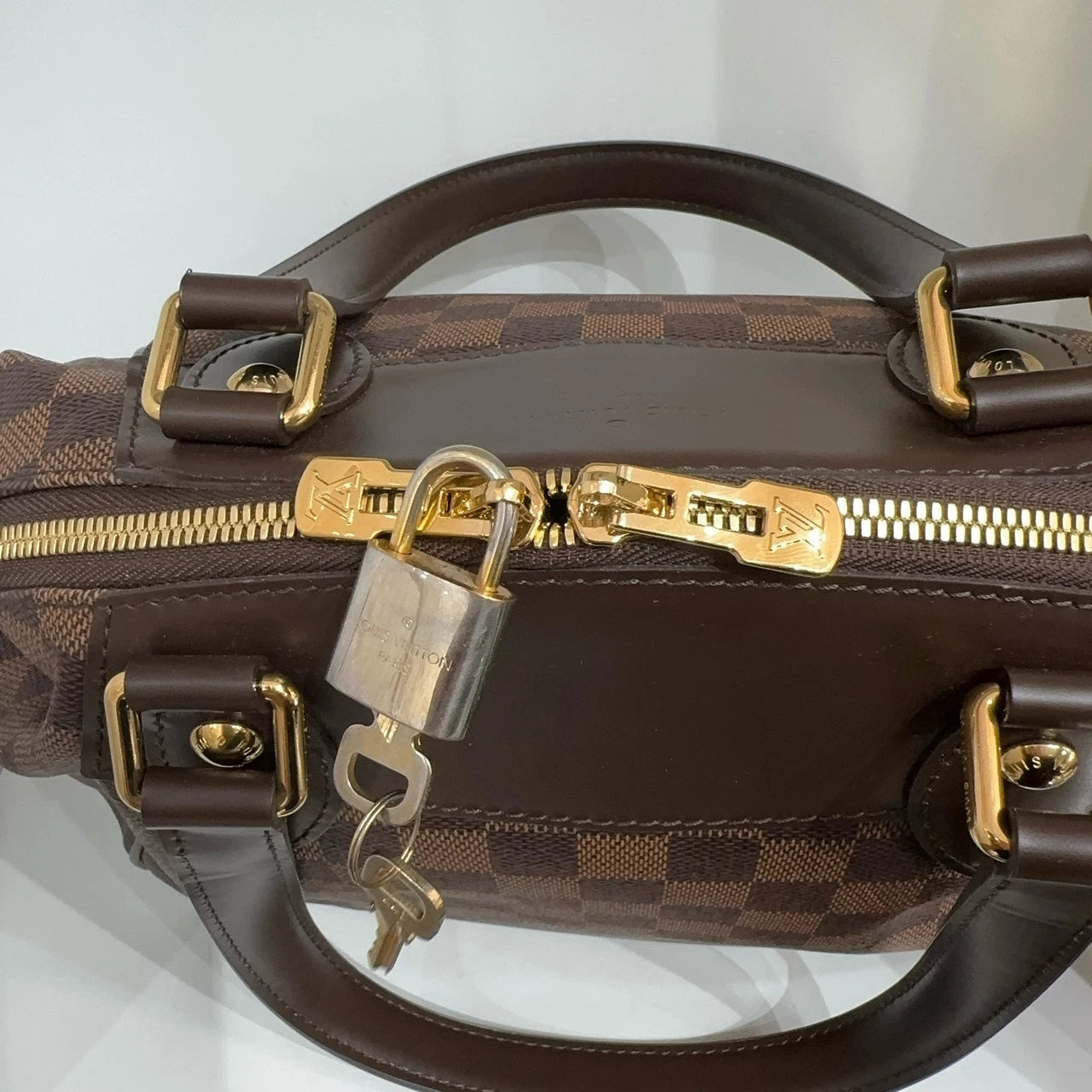 Louis Vuitton Logo Embossed Brown Leather Mini Dumpling Handbag For Women