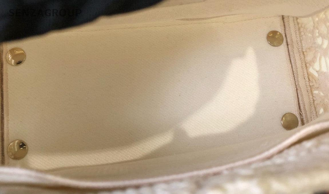 Christian Dior Lady Dior Book Tote Top Handle Bag White Used Women Classic