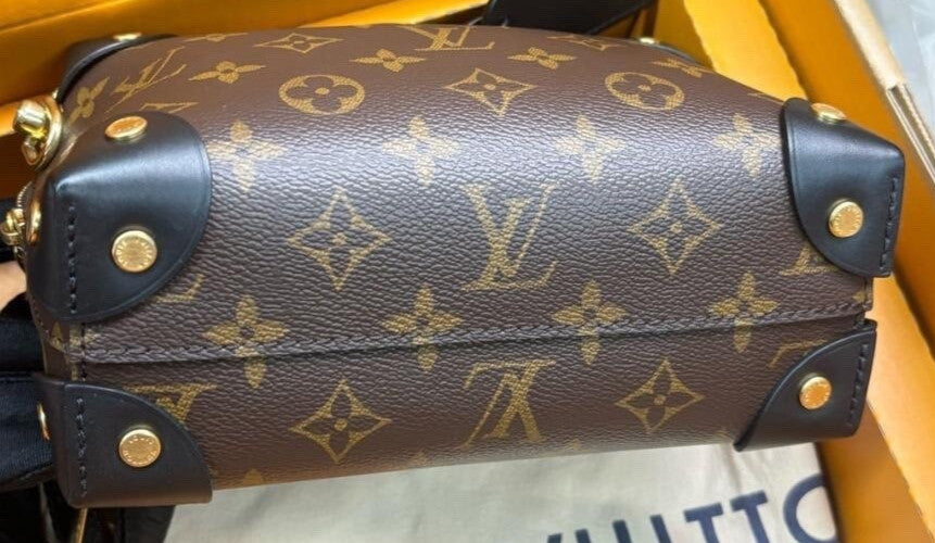 Louis Vuitton Monogram 2Way Top Handle Bag Crossbody Brown Gold Women Classic