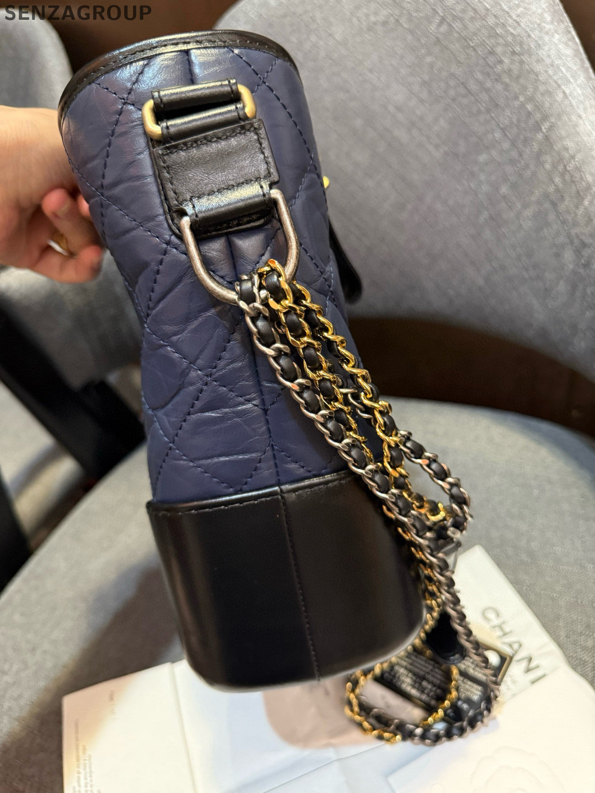 Chanel Blue and Black Large Gabrielle Hobo Chain Shoulder Bag Classic Women