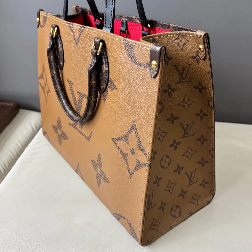 Chip Version Louis Vuitton Onthego MM Monogram Canvas Tote Handbag Shoulder Bag