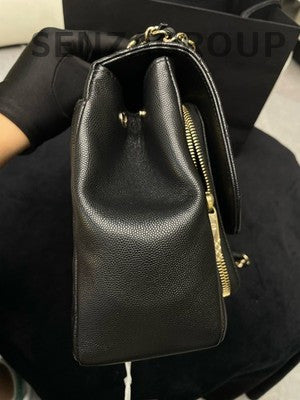 Chanel Black Calfskin Gold Hardware Messenger Bag Large Chain Shoulder Bag