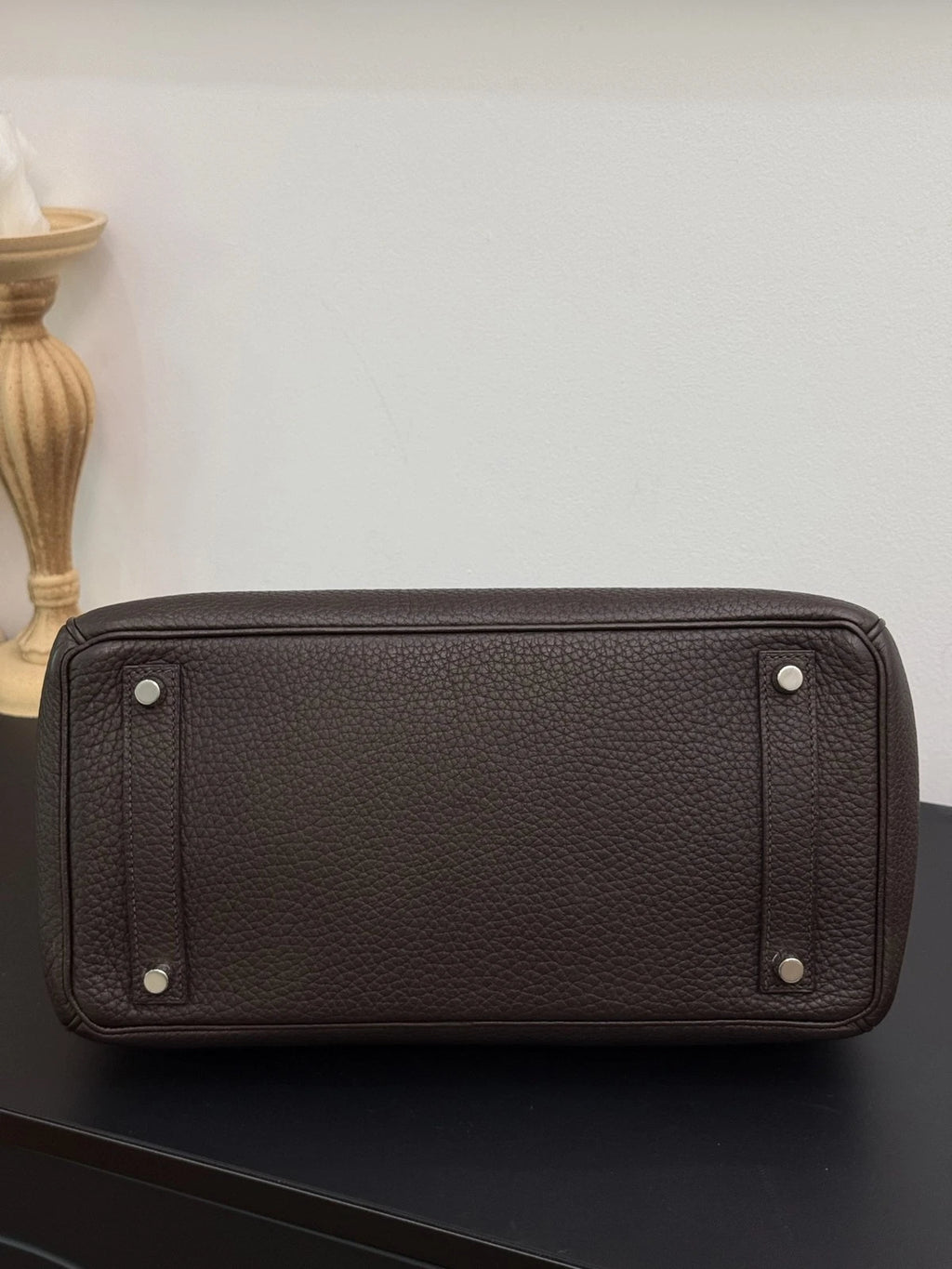 Hermes Hac32 Ebony Black Silver Top Handle Bag Used Women Classic