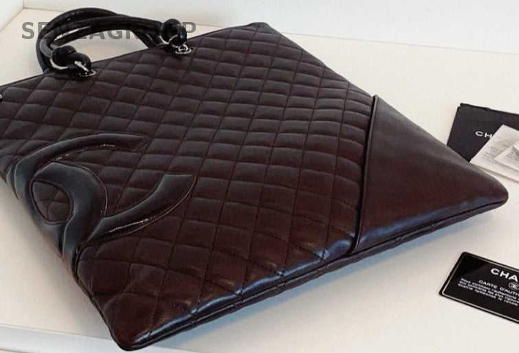 Chanel Chocolate Brown Tote Handbag Silver Used Women Classic Designer