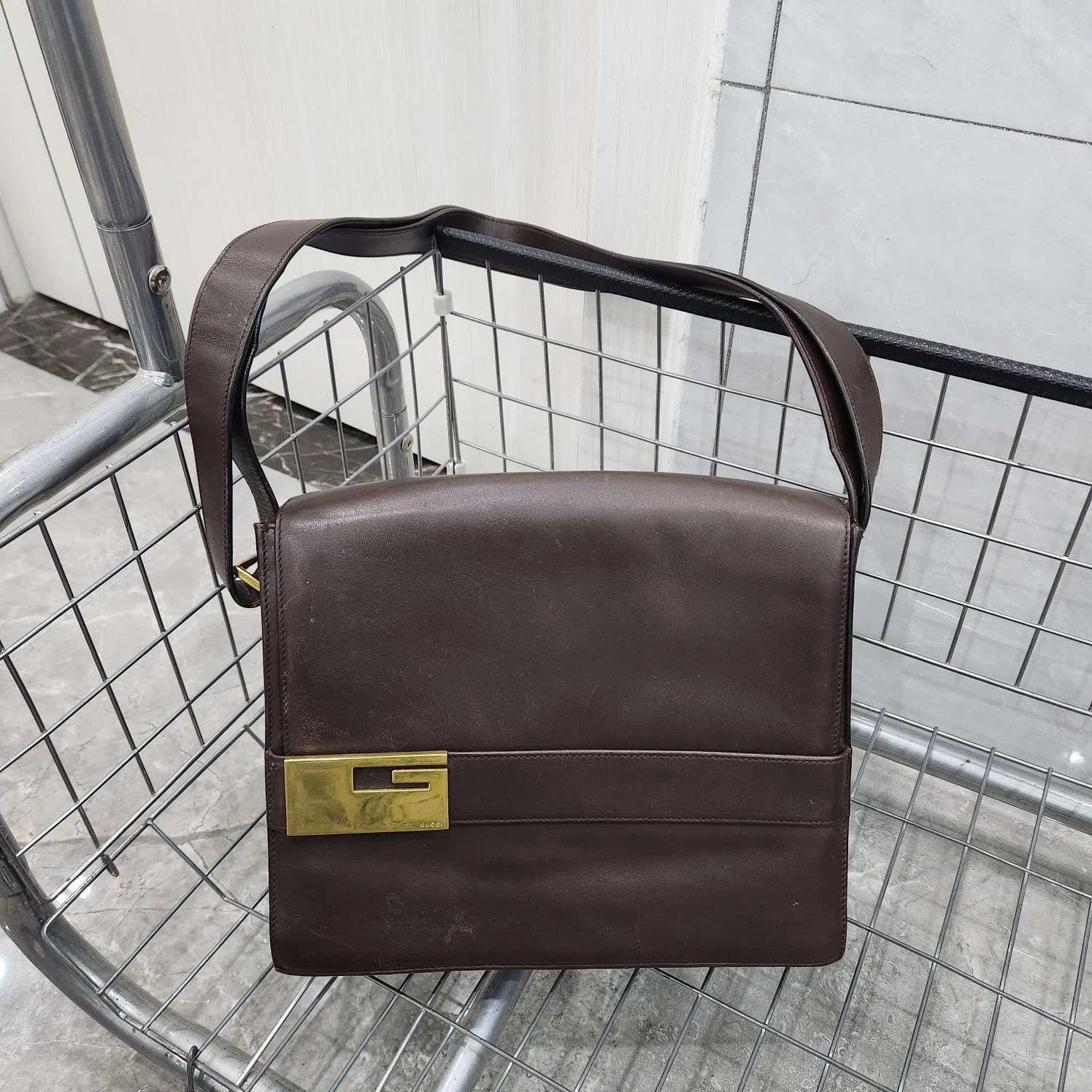Gucci Vintage Brown Flap Shoulder Crossbody For Women