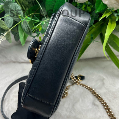 Gucci Marmont 22 Mini Black Gold Chain Shoulder Crossbody Bag Classic